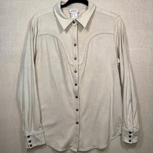 Ariat Womens XL Sage Faux Suede Western Snap Front Shirt Cream 10047255 Long